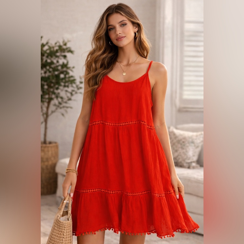 Old Navy Vibrant Deep Orange Dress